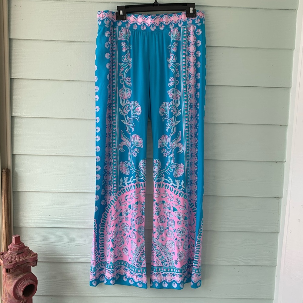 Lilly Pulitzer Pink and Blue Wide Leg Pants